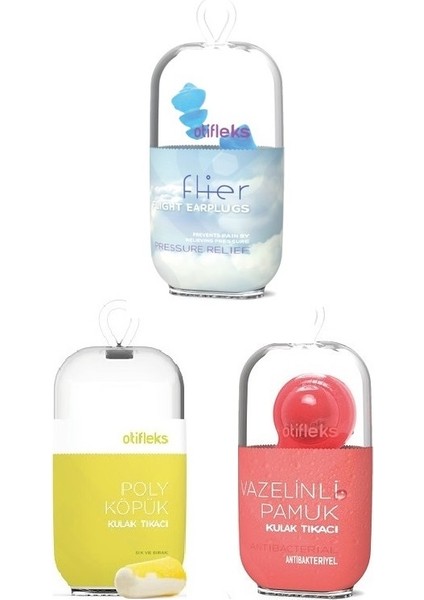 Uçak Kulak Tıkacı L + Vazelinli Kulak Tıkacı 2'li + Poliüretan Köpük Kulak Tıkacı
