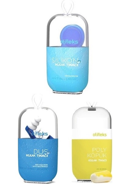 Duş Kulak Tıkacı L + Poliüretan Köpük Kulak Tıkacı + Silikon 2'li Kulak Tıkacı