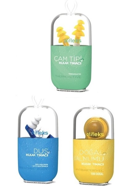 Duş Kulak Tıkacı M + Doğal Balmumu Kulak Tıkacı 2'li + Çam Tipi Kulak Tıkacı L