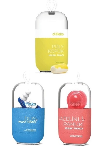 Duş Kulak Tıkacı L + Vazelinli Kulak Tıkacı 4'lü + Poliüretan Köpük Kulak Tıkacı