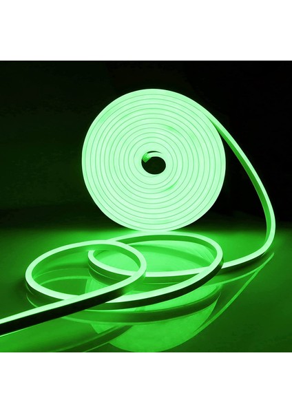 12V Neon Şerit LED Yeşil Silikonlu Su Geçirmez 12 Volt Neon LED Işık