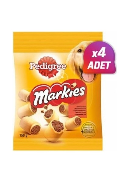 4 Adet - Pedigree Markies Köpek Ödül Bisküvisi 150 gr