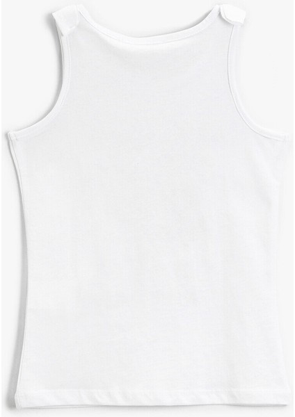 2SKG30009AK Bisiklet Yaka NormalKalıp Baskılı Beyaz Melanj Kız Çocuk Atlet fiyatları