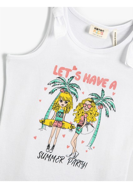 2SKG30009AK Bisiklet Yaka NormalKalıp Baskılı Beyaz Melanj Kız Çocuk Atlet modelleri