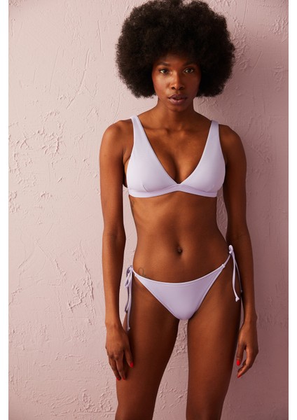 Eflatun Basic Deep V Bikini Üstü