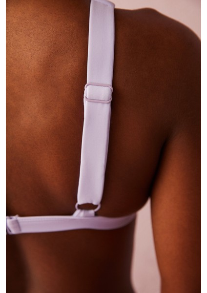Eflatun Basic Deep V Bikini Üstü