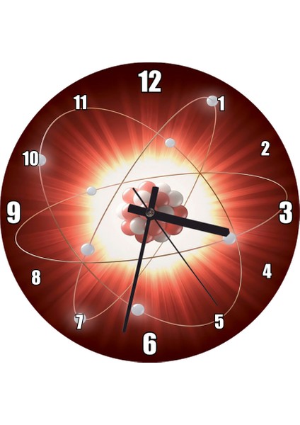Cakatablo Atomic Model Işıklı Duvar Saati (Çap 30X30 Cm)
