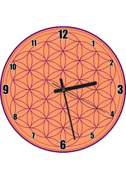 Cakatablo Yaşam Çiçeği Pembe Zemide Mor Duvar Saati (Çap 30X30 Cm)