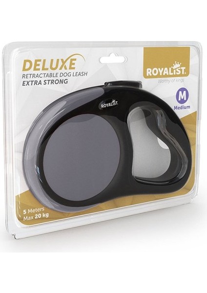 Deluxe Extra Strong Otomatik Köpek Gezdirme Tasması Gri Medium 5m