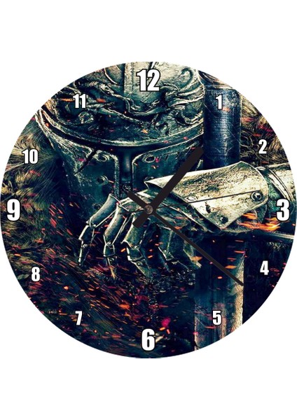 Cakatablo Dark Souls 2 Savaşçı Şövalye Duvar Saati (Çap 30X30 Cm)
