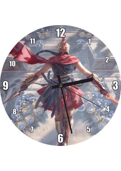 Cakatablo Assassins Creed Odyssey Görseli Duvar Saati (Çap 30X30 Cm)