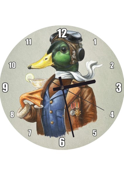 Cakatablo Elit Ingiliz Ördeği Duvar Saati (Çap 50X50 cm )