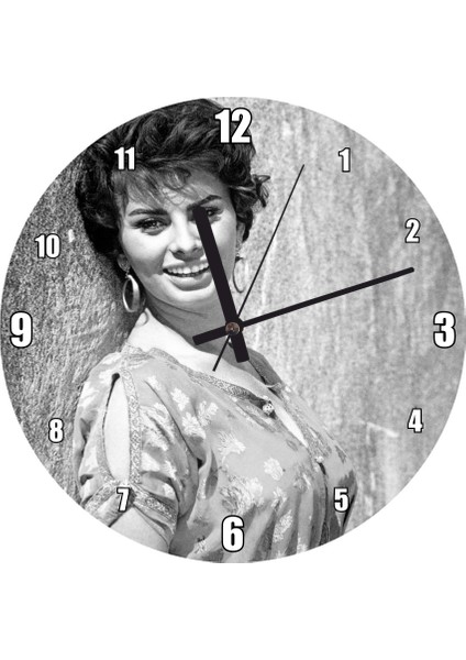 Cakatablo Sophia Loren Mutlu Duvar Saati (Çap 30X30 Cm)