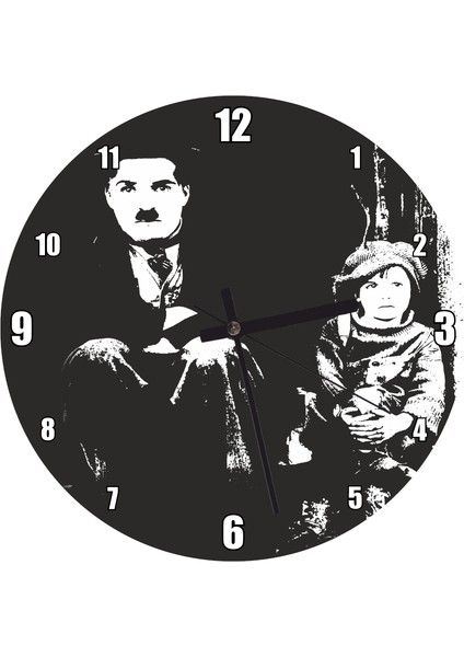 Cakatablo Charlie Chaplin Çocuk Duvar Saati Duvar Saati (Çap 50X50 cm )