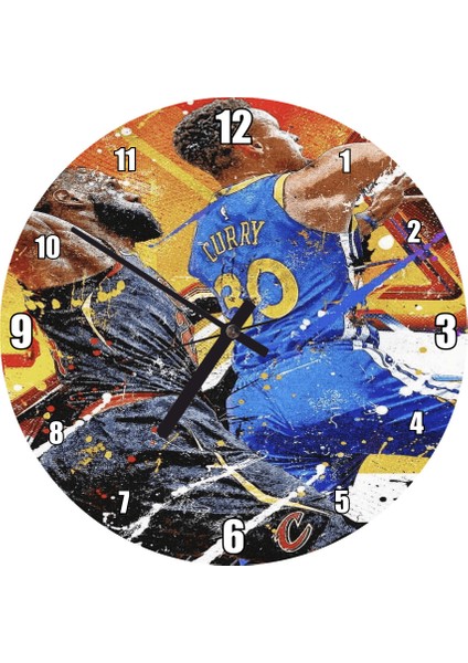 Cakatablo Oyuncuları Curry Manşet Atışı Duvar Saati (Çap 50X50 cm )