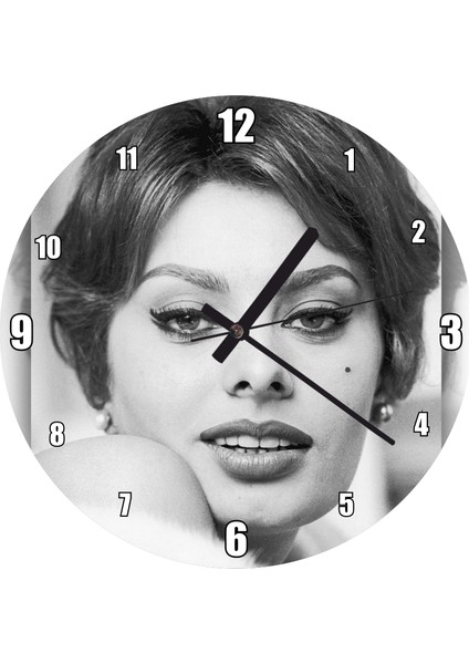 Cakatablo Sophia Loren Çekici Duvar Saati (Çap 30X30 Cm)