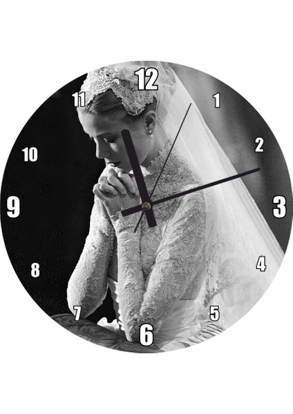 Cakatablo Prenses Grace Düğününde Duvar Saati (Çap 30X30 Cm)