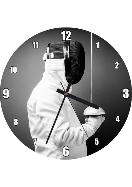 Cakatablo Eskrim Sporcusu ve Kılıcı Duvar Saati (Çap 30X30 Cm)