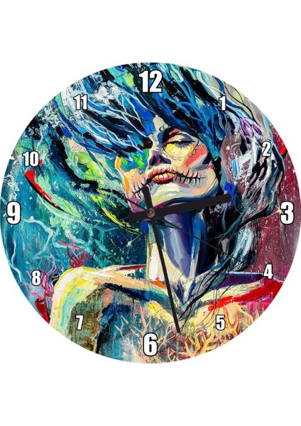 Cakatablo Kadınları Tasvir Eden Kaprisli Gerçeküstü Sanat Görseli Duvar Saati (Çap 50X50 cm )