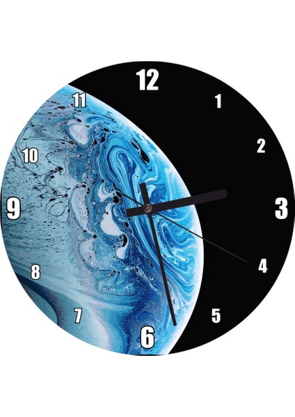 Cakatablo Mavi Figür Soyut Resim Görseli Duvar Saati (Çap 30X30 Cm)