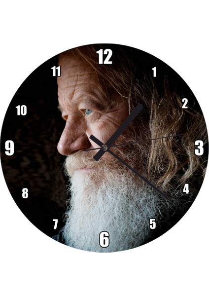 Cakatablo Yaşlı Adam Yan Görünümü Duvar Saati (Çap 30X30 Cm)