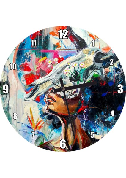 Cakatablo Boğa Burcu Kadın Fiğürü Görseli Duvar Saati (Çap 50X50 cm )
