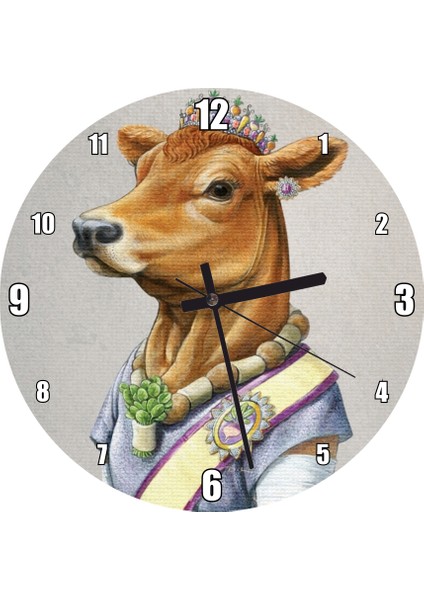 Cakatablo Elit Ingiliz Ineği Duvar Saati (Çap 50X50 cm )