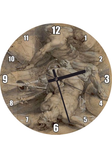 Cakatablo Antik Çağ Savaşçıları Rubens Tablosu Duvar Saati (Çap 30X30 Cm)