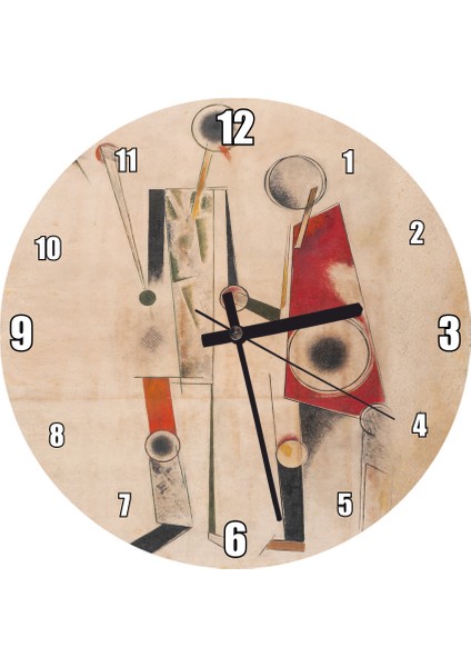 Cakatablo Soyut Resim Robot Duvar Saati (Çap 50X50 cm )