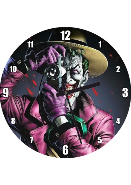 Cakatablo Joker Batman Öldüren Şaka Görseli Duvar Saati (Çap 50X50 cm )