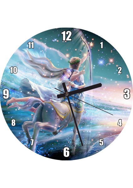 Cakatablo Perisi ve Yay Burcu Görseli Görseli Duvar Saati (Çap 30X30 Cm)