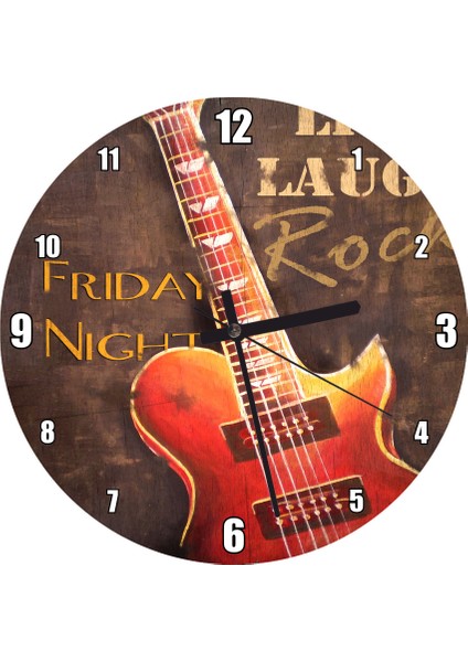 Cakatablo Gitar Söyleşi Ilanı Afişi Duvar Saati (Çap 50X50 cm )