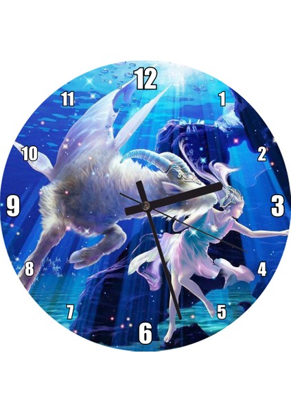 Cakatablo Perisi ve Koç Burcu Görseli Görseli Duvar Saati (Çap 50X50 cm )