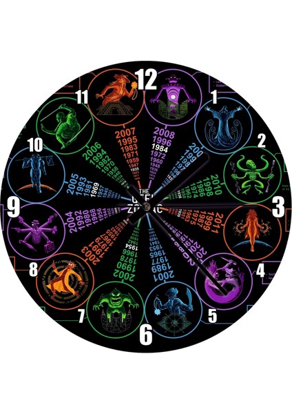 Cakatablo Mizahi Tablosuna Göre Meslekler Duvar Saati (Çap 50X50 cm )