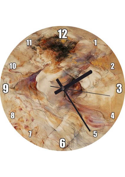 Cakatablo Çizim Çıplak Kadın Figürü Duvar Saati (Çap 50X50 cm )