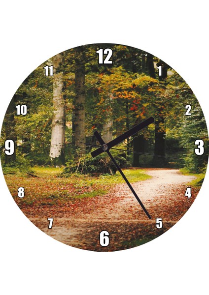 Cakatablo Orman Içinde Yürüme Yolu Duvar Saati (Çap 50X50 cm )