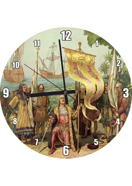 Cakatablo Amerika Kıtasının Keşfi Duvar Saati (Çap 30X30 Cm)