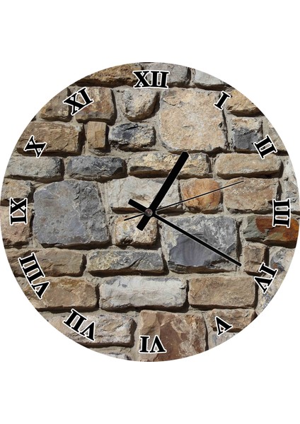 Cakatablo Taş Duvar Görseli Duvar Saati (Çap 50X50 cm )