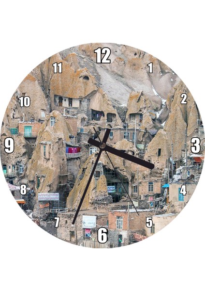 Cakatablo Iran, Maku Şehrı Kayaların Içine Oyulmuş Evler Duvar Saati (Çap 50X50 cm )