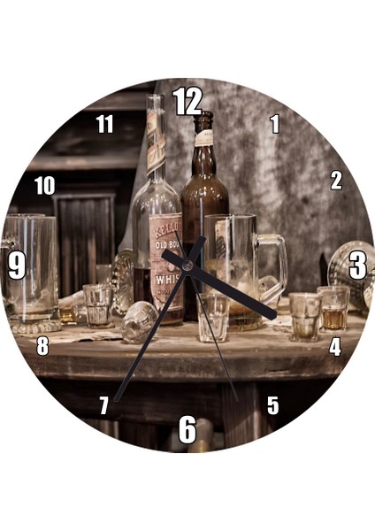 Cakatablo Arpa Suyu Kadehler Görseli Duvar Saati (Çap 50X50 cm )