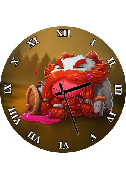 Cakatablo League Of Legends Poro Gragas Duvar Saati (Çap 50X50 cm )