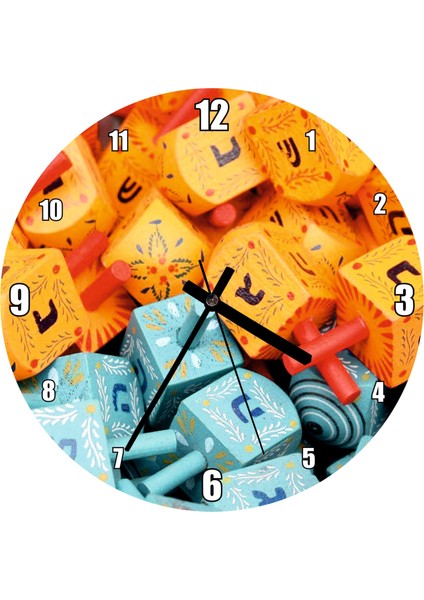 Cakatablo Renkli ve Harfli Minik Topaçlar Duvar Saati (Çap 30X30 Cm)