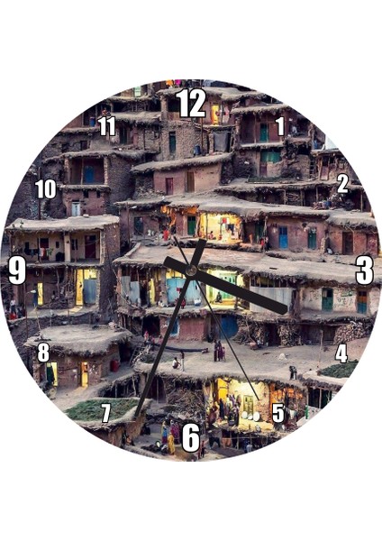 Cakatablo Iran'da Teraslar Halindeki Köy Duvar Saati (Çap 50X50 cm )