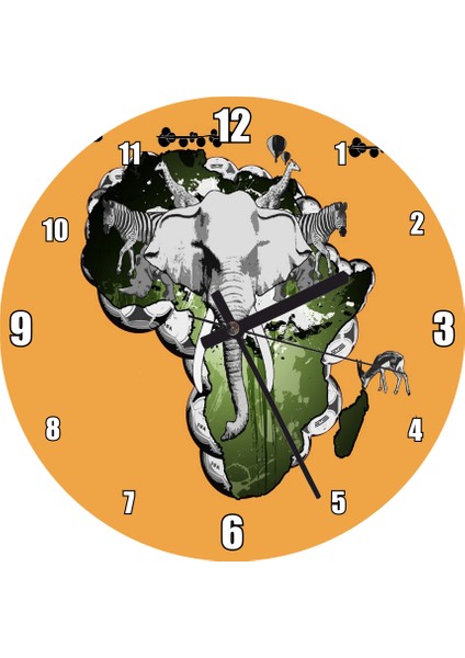 Cakatablo Afrika Kıtası Kültürü Kompozisyon Duvar Saati (Çap 30X30 Cm)