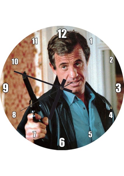 Cakatablo Jean Paul Belmondo Silahlı Duvar Saati (Çap 50X50 cm )