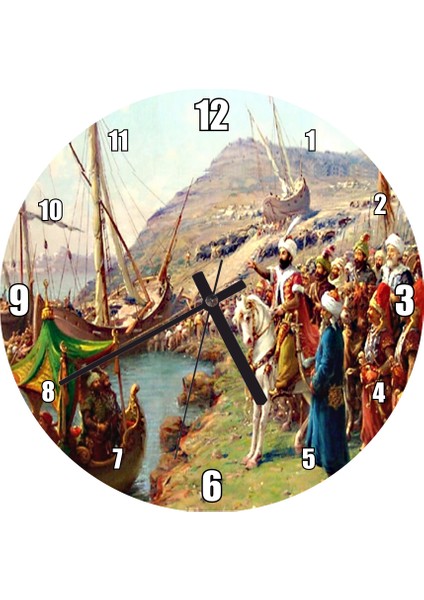 Cakatablo Istanbul Fethi Fatih Sultan Mehmet Gemileri Karadan Indirilme Duvar Saati (Çap 50X50 cm )