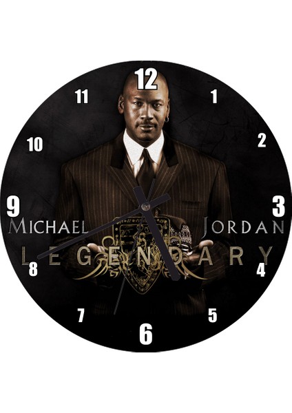 Cakatablo Efsanevi Michael Jordan Takım Elbiseli Duvar Saati (Çap 50X50 cm )