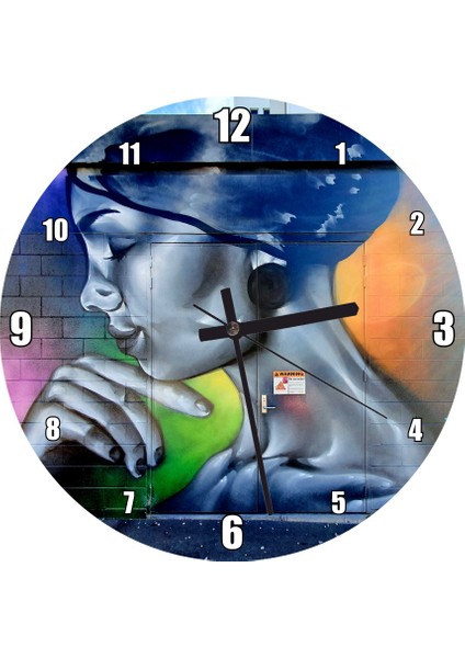 Cakatablo Duvar Boyama Genç Kadın Profil Duvar Saati (Çap 30X30 Cm)