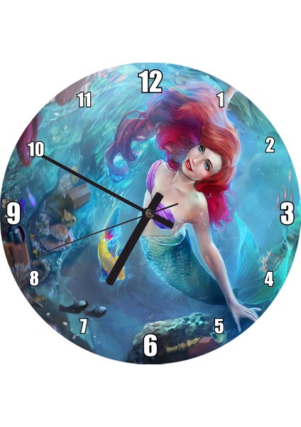 Cakatablo Derinliklerden Yükselen Deniz Kızı Duvar Saati (Çap 30X30 Cm)