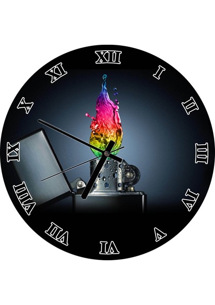 Cakatablo Çakmak Sıvılı Alev Duvar Saati (Çap 50X50 cm )